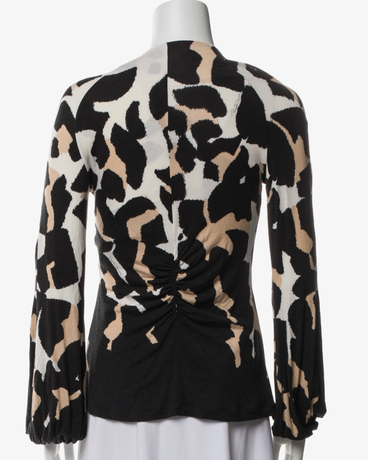 Lady's Roberto Cavalli Slim-Fit Long-Sleeve Animal Print Blouse, 1-Piece Women's Top