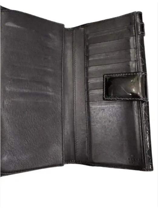Gucci Patent Leather Wallet – Black GG Monogram