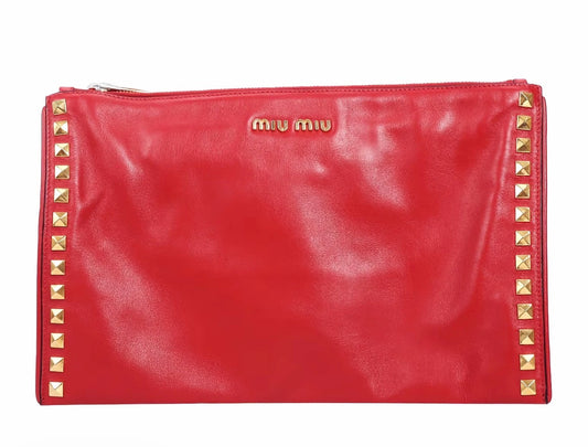 miu miu Leather Clutches & Wristlets Studded Clutch