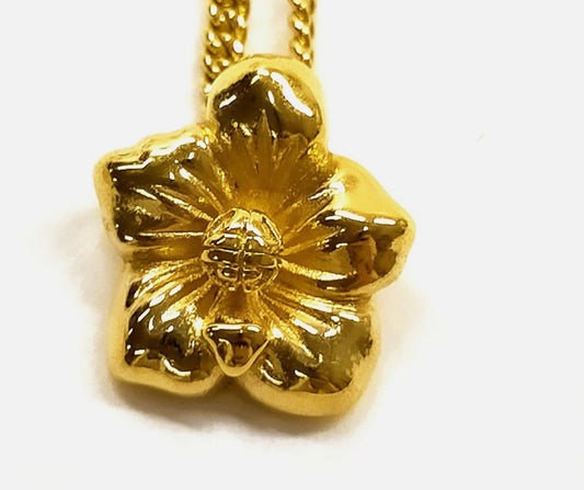 Givenchy Gold Tone Flower Pendant Necklace