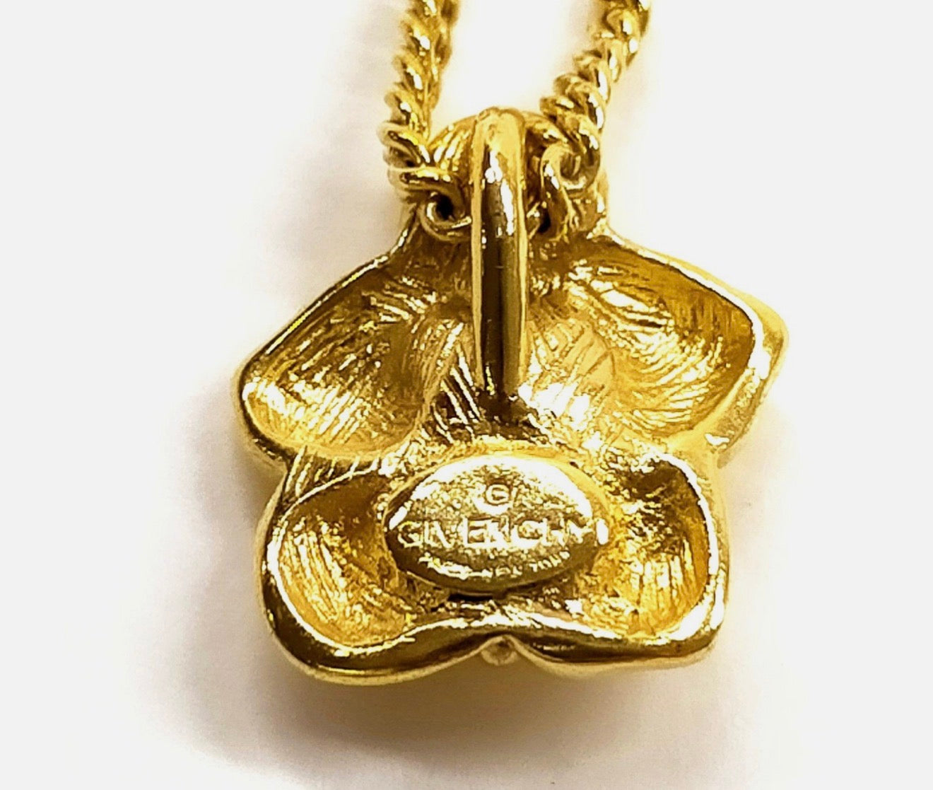 Givenchy Gold Tone Flower Pendant Necklace
