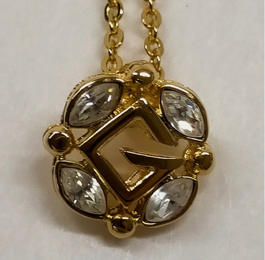 Givenchy Gold Tone Crystal G Pendant Necklace