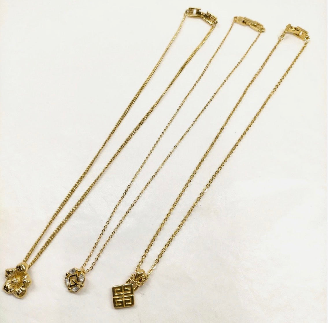 Givenchy Gold Tone Flower Pendant Necklace