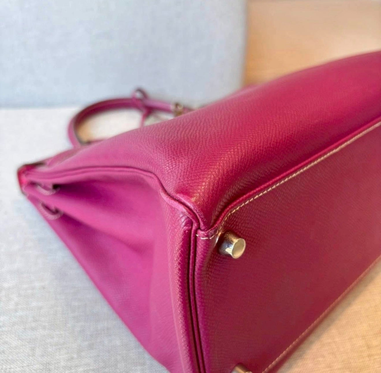 Hermès Kelly 35 Candy Tosca Epsom Palladium Hardware Bag with Strap & Clochette
