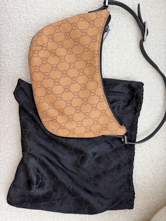 Gucci GG Canvas Half Moon Shoulder Bag | Y2K Archive Piece | Includes Dust Bag