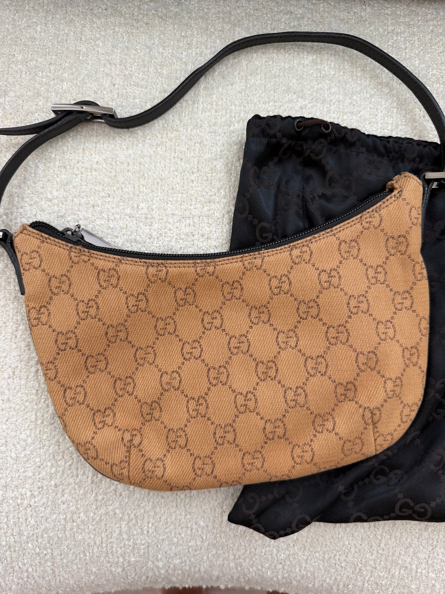 Gucci GG Canvas Half Moon Shoulder Bag | Y2K Archive Piece | Includes Dust Bag