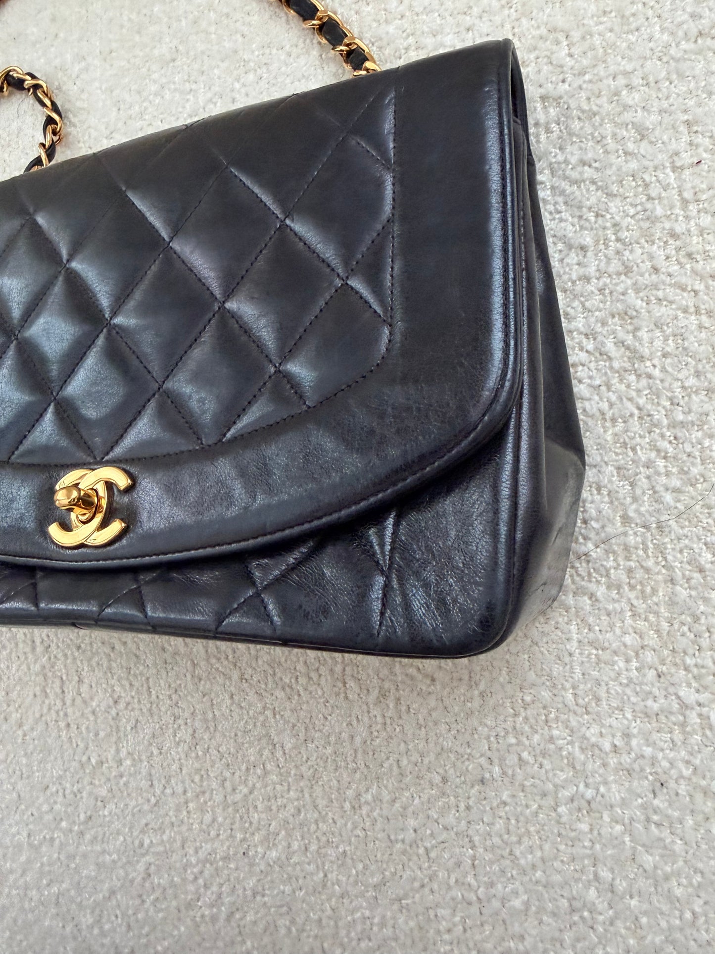 Vintage Chanel Diana Flap Bag | Series 3 (1994–1996) | Black Lambskin | 24K Gold-Plated Hardware