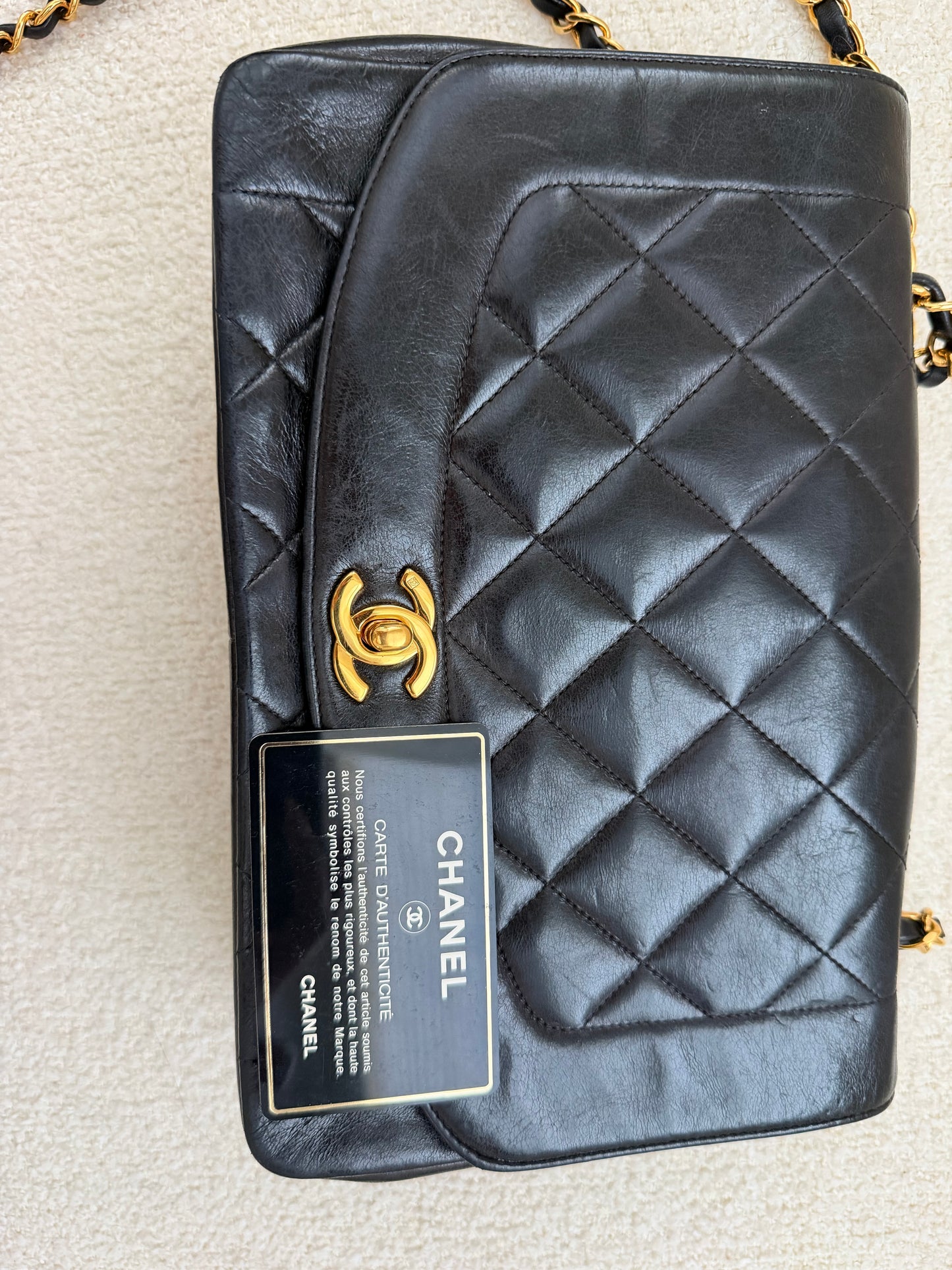 Vintage Chanel Diana Flap Bag | Series 3 (1994–1996) | Black Lambskin | 24K Gold-Plated Hardware