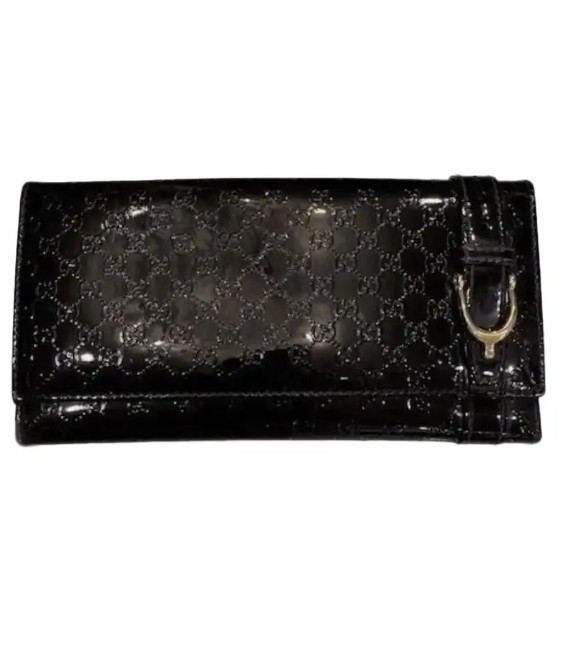 Gucci Patent Leather Wallet – Black GG Monogram