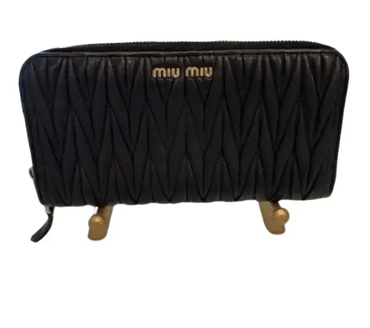 Miu Miu Matelassé Zip Around Wallet – Leather