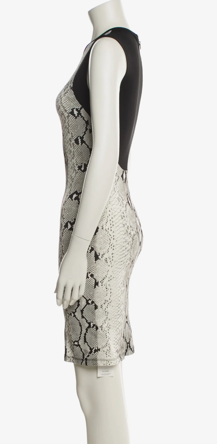 Roberto Cavalli Black Lace Pattern Sheath Dress Sleeveless
