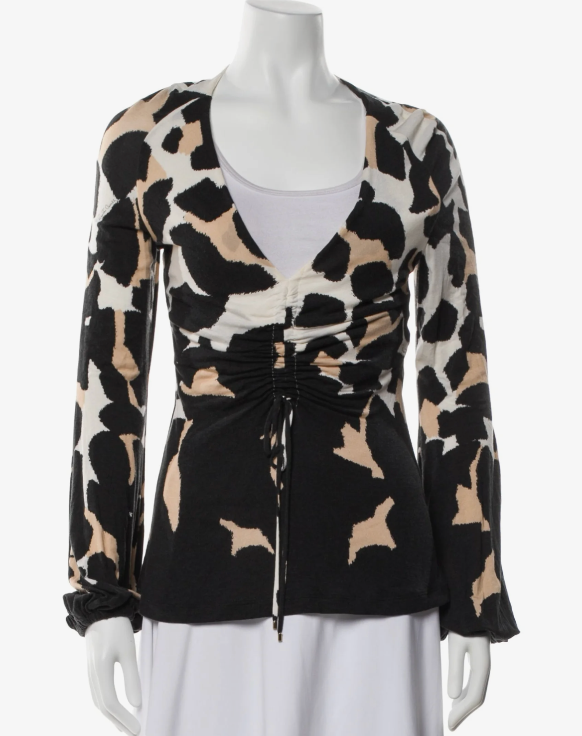 Lady's Roberto Cavalli Slim-Fit Long-Sleeve Animal Print Blouse, 1-Piece Women's Top