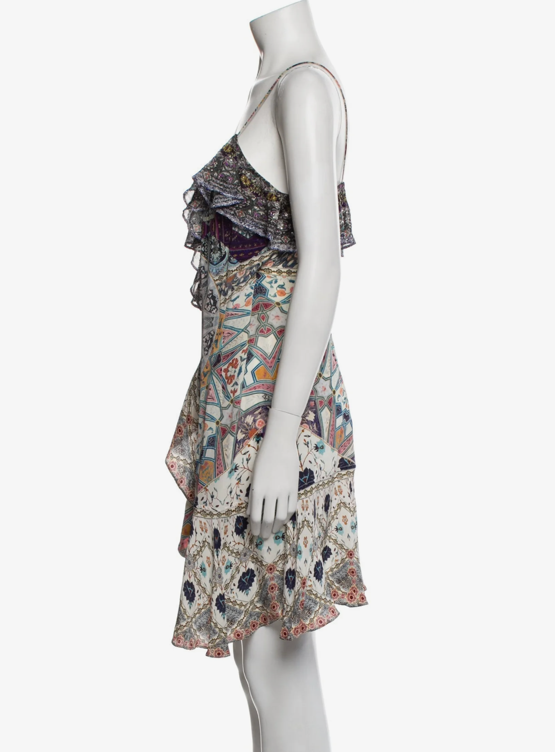 Women's Oversized Camilla Blue & Purple Printed Silk Dress,