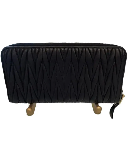 Miu Miu Matelassé Zip Around Wallet – Leather